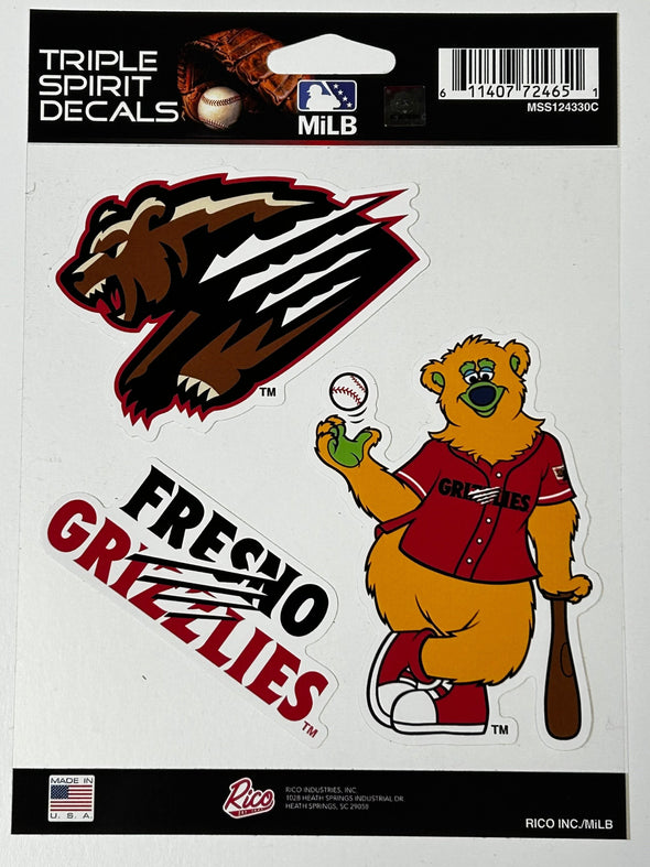 Fresno Grizzlies Sticker Set